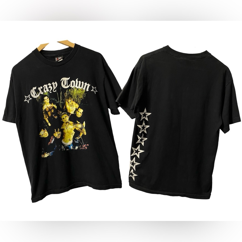 Vintage Rare Crazy Town Giant T-Shirt Black Band Double Sided Stars Y2k Tee Vtg
